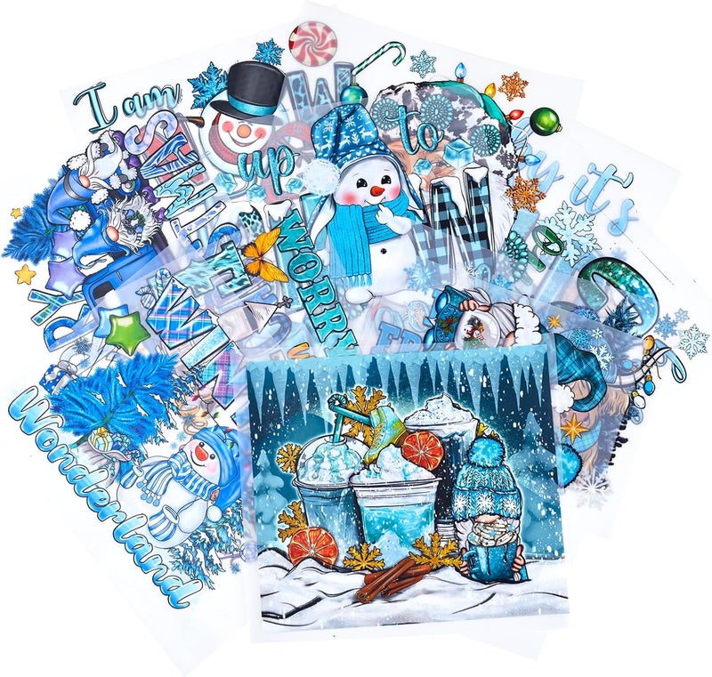 Tintnut نقلات عيد الميلاد DTF جاهزة للضغط - 12 ورقة ملصقات ثلجية للكي على القمصان والملابس ملصقات نقل حراري لتصميم حقائب القماش - Image 2